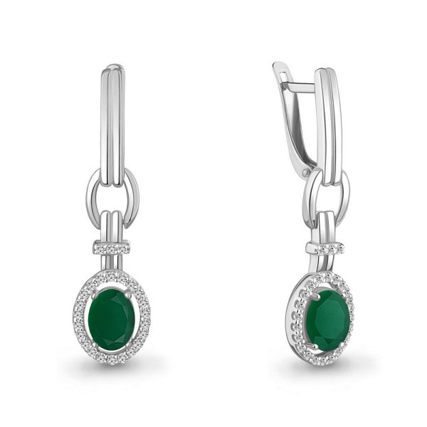 Серьги Аквамарин - Серебро 925, Агат, Фианит (арт. 45026209А.5)