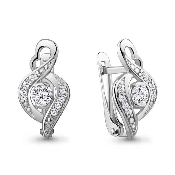 Серьги Аквамарин - Серебро 925, Фианит (арт. 49179А.5)