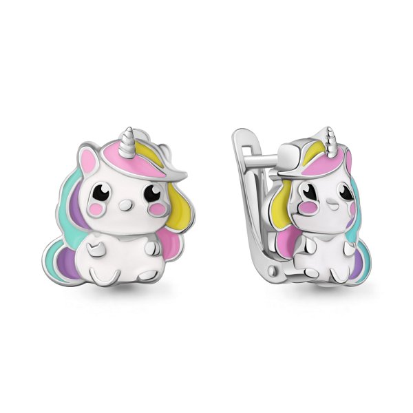 Серьги Аквамарин - Серебро 925, Эмаль (арт. 34753.5)