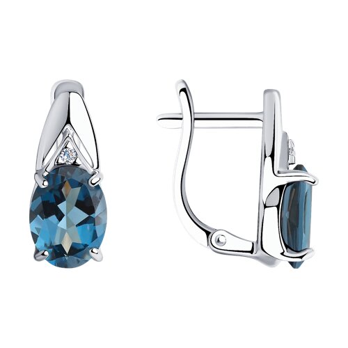 Серьги SOKOLOV - Серебро 925, Топаз лондон, Фианит (арт. 92021692)