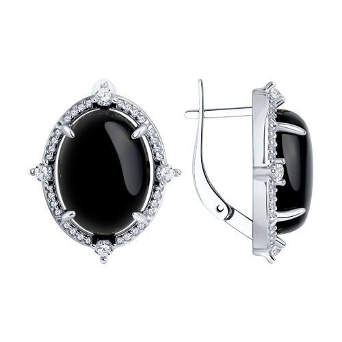 Серьги Diamant - Серебро 925, Агат, Фианит (арт. 94-320-00885-1)