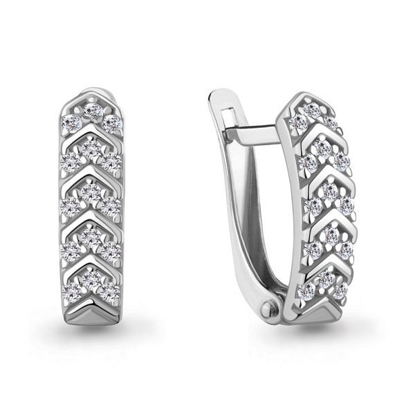 Серьги Аквамарин - Серебро 925, Фианит (арт. 400909А.5)