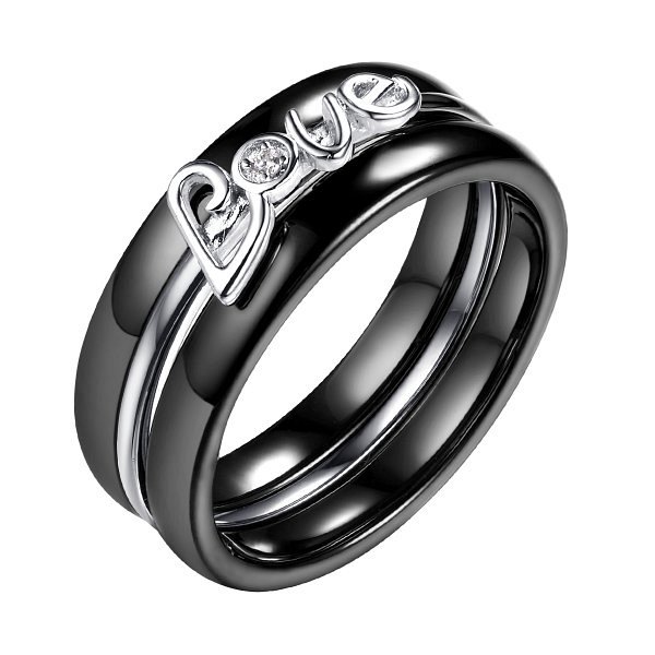 Кольцо FRESH - Серебро 925, Керамика, Фианит (арт. TC-R00918-B-W-W-X-X)