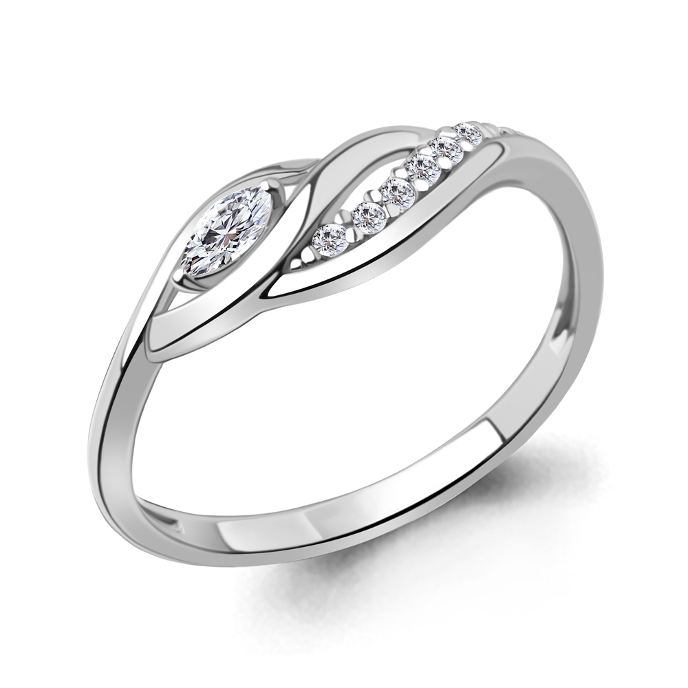 Кольцо Аквамарин - Серебро 925, Фианит (арт. 600093А.5)