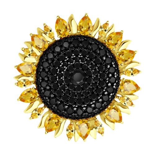 Брошь Diamant - Серебро 925, Фианит, Цитрин (арт. 93-340-00213-1)