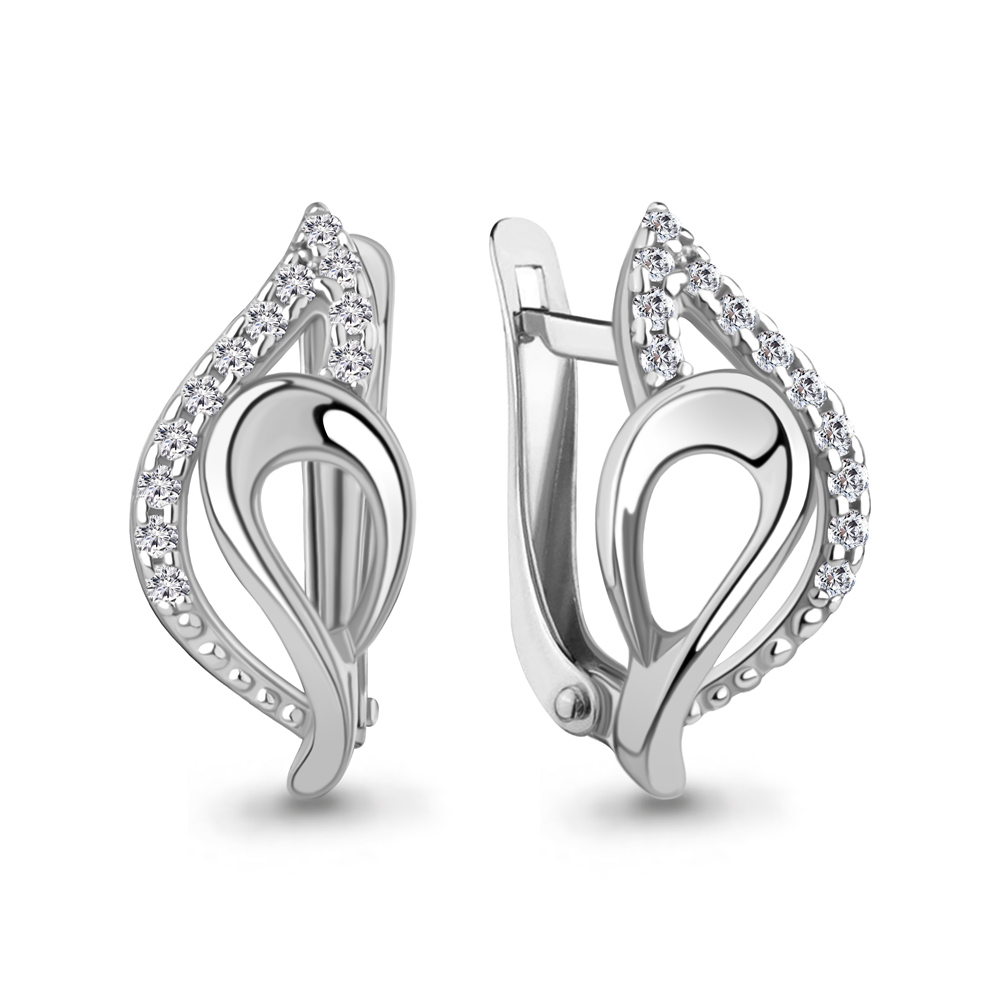 Серьги Аквамарин - Серебро 925, Фианит (арт. 400283А.5)