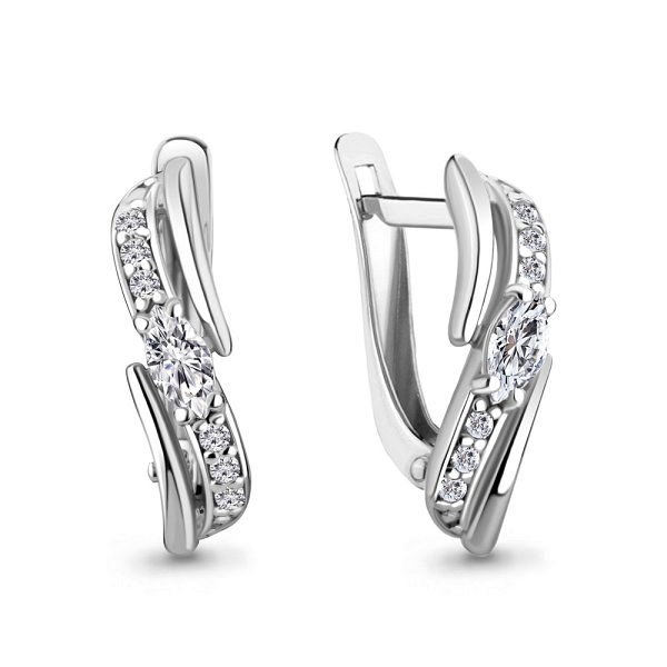 Серьги Аквамарин - Серебро 925, Фианит (арт. 48988А.5)