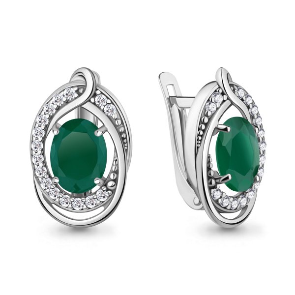 Серьги Аквамарин - Серебро 925, Агат, Фианит (арт. 45019509А.5)