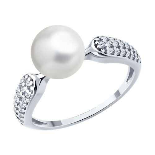 Кольцо SOKOLOV - Серебро 925, Жемчуг синтетический, Фианит (арт. 94014413)