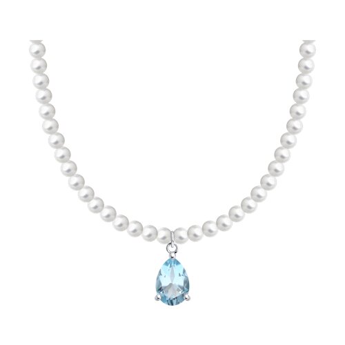 Колье SOKOLOV - Серебро 925, Жемчуг имитация, Топаз (арт. 94071071)