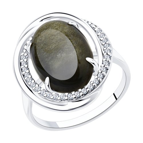 Кольцо Diamant - Серебро 925, Обсидиан, Фианит (арт. 94-310-00962-1)