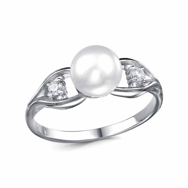 Кольцо Красная пресня - Серебро 925, Жемчуг культивированный, Фианит (арт. 23315842Пл)