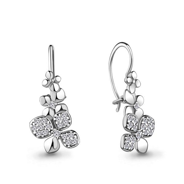 Серьги Аквамарин - Серебро 925, Фианит (арт. 48762А.5)