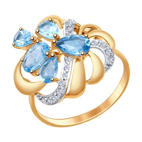 Кольцо SOKOLOV - Золото 375, Топаз, Фианит (арт. 37714749)