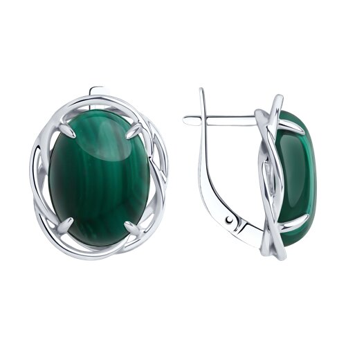 Серьги Diamant - Серебро 925, Малахит (арт. 94-320-00912-2)