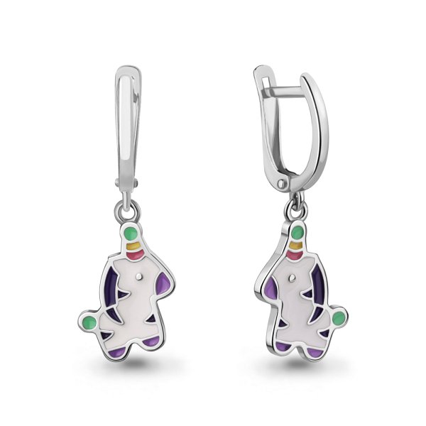 Серьги Аквамарин - Серебро 925, Эмаль (арт. 34660.5)