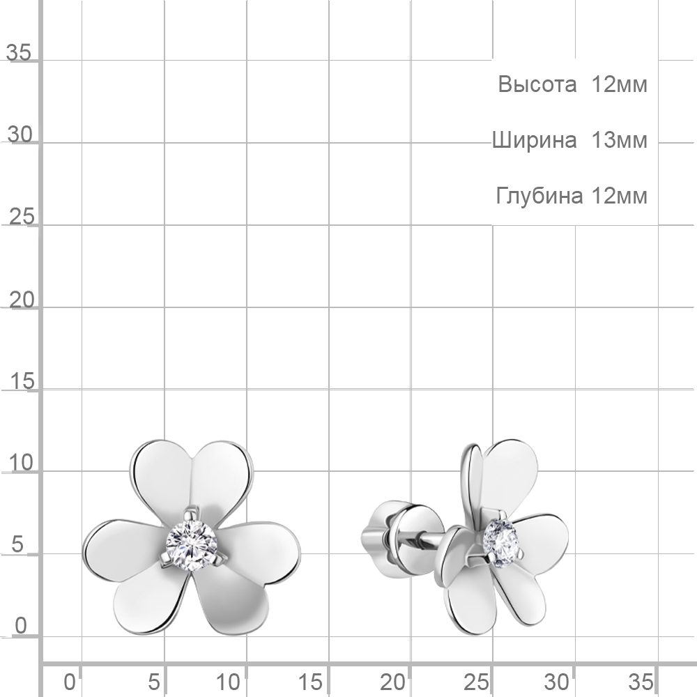 Серьги Аквамарин - Серебро 925, Фианит (арт. 46411А.5)