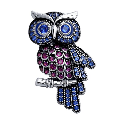 Брошь SOKOLOV - Серебро 925, Фианит, Эмаль (арт. 94040286)