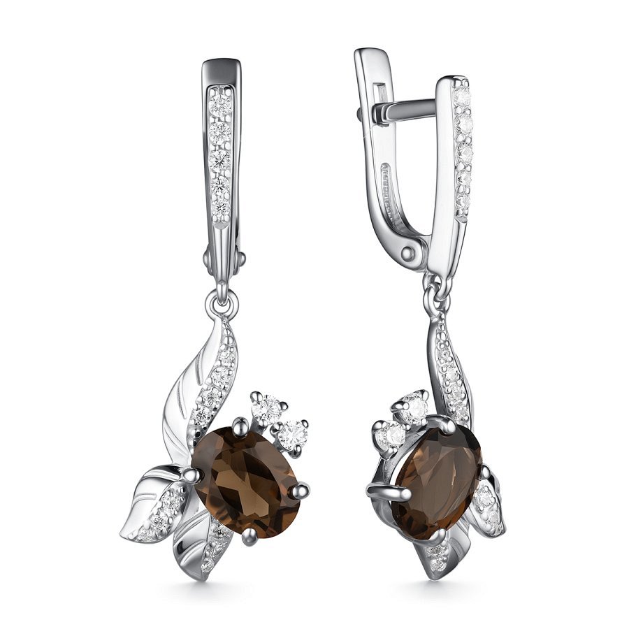 Серьги Дар - Серебро 925, Раухтопаз, Фианит (арт. С-3711рс40700)