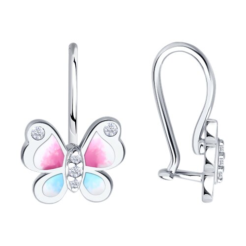 Серьги Diamant - Серебро 925, Фианит, Эмаль (арт. 94-120-02185-1)