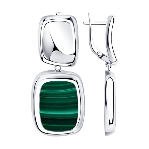 Серьги SOKOLOV - Серебро 925, Синтетический малахит (арт. 83020141)