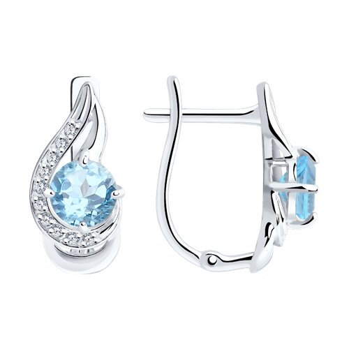 Серьги Diamant - Серебро 925, Топаз, Фианит (арт. 94-320-00555-1)