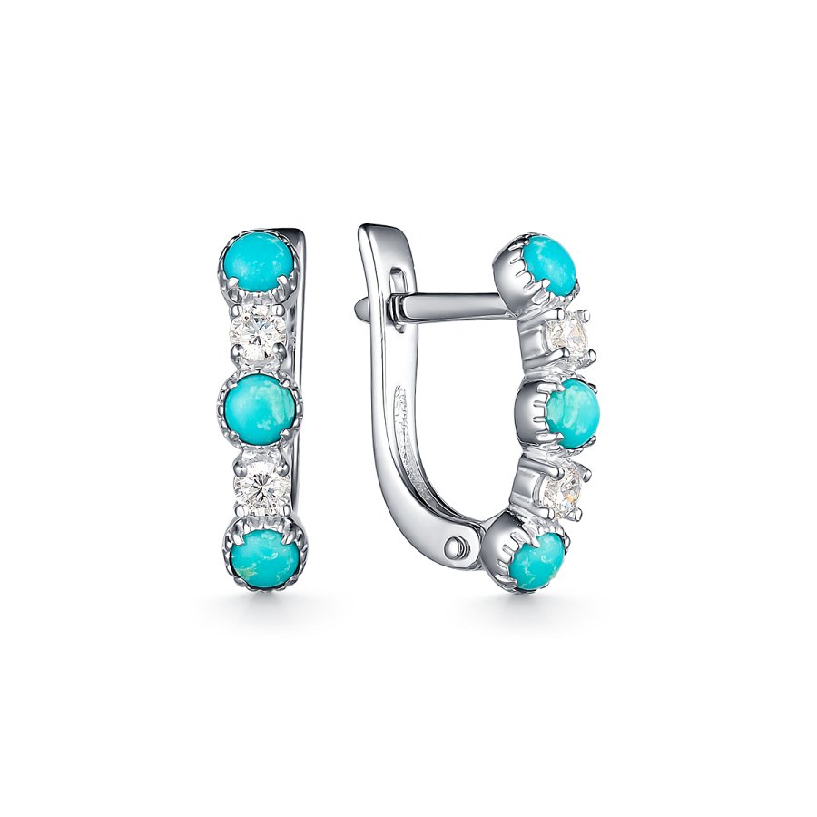 Серьги Дар - Серебро 925, Бирюза, Фианит (арт. С-3892рк43800)