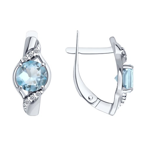 Серьги Diamant - Серебро 925, Топаз, Фианит (арт. 94-320-00175-1)