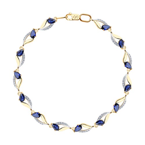 Браслет SOKOLOV - Золото 585, Синтетический сапфир , Фианит (арт. 750233)