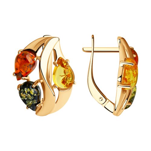 Серьги Diamant - Серебро 925, Янтарь пресс. (арт. 93-320-00456-1)