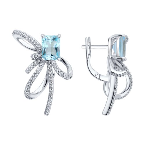 Серьги SOKOLOV - Серебро 925, Топаз, Фианит (арт. 92023302)