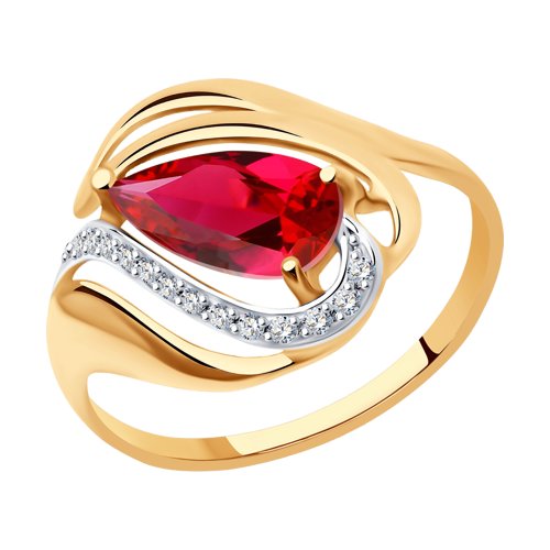 Кольцо SOKOLOV - Золото 375, Синтетический рубин, Фианит (арт. 37714706)