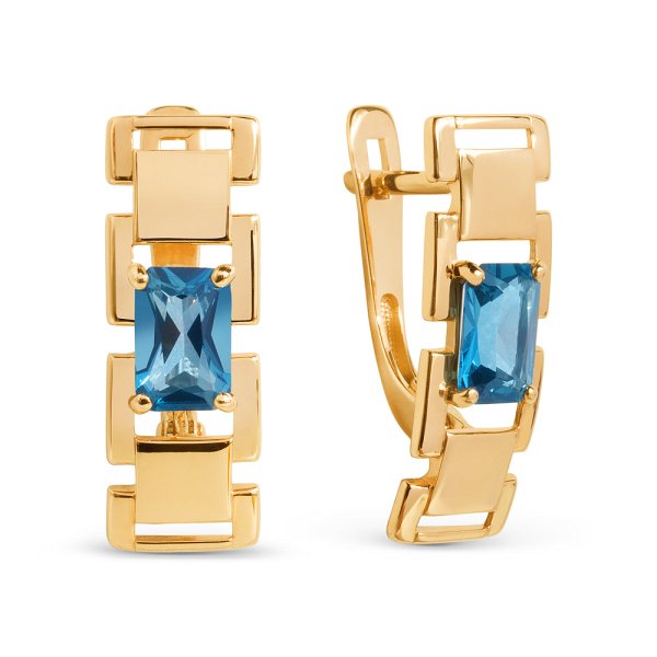 Серьги ЮФ Династия - Золото 375, Синтетический топаз Лонд (арт. 018952-5330)