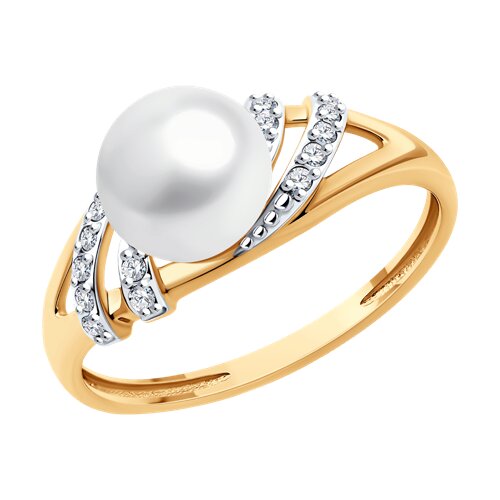 Кольцо Diamant - Золото 585, Жемчуг культивированный, Фианит (арт. 51-310-02320-1)