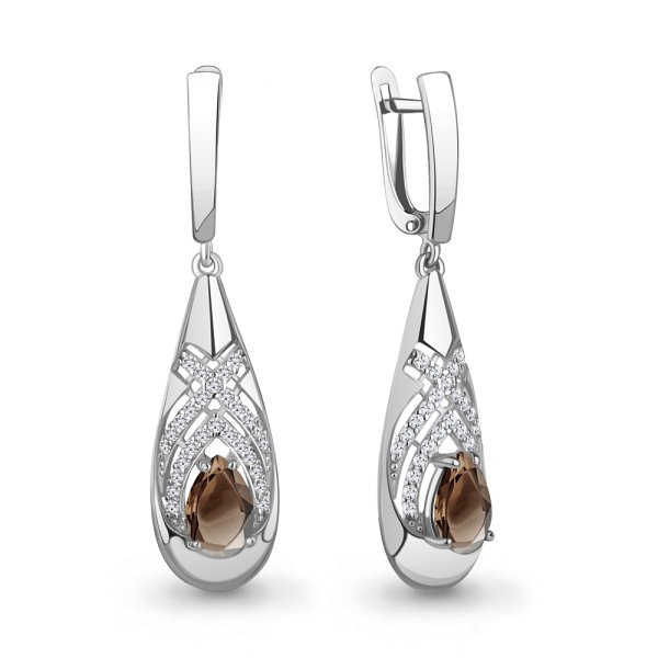 Серьги Аквамарин - Серебро 925, Кварц, Фианит (арт. 4968301А.5)