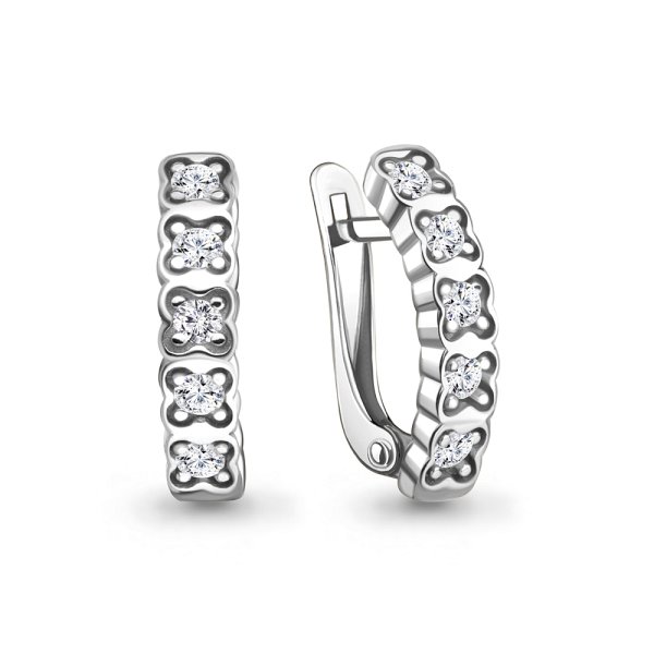 Серьги Аквамарин - Серебро 925, Фианит (арт. 400401А.5)