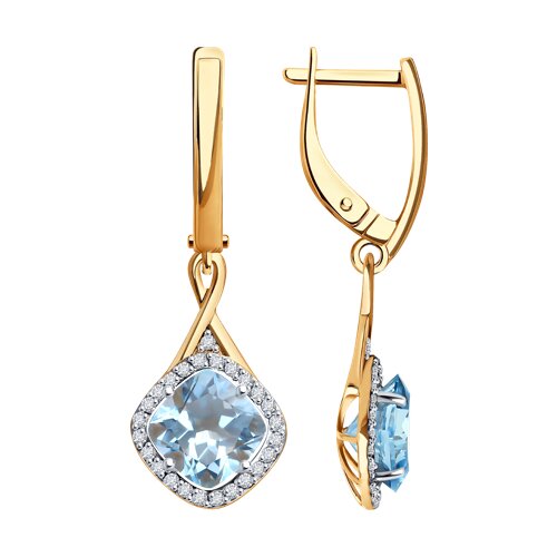 Серьги SOKOLOV - Золото 585, Топаз, Фианит (арт. 728378)