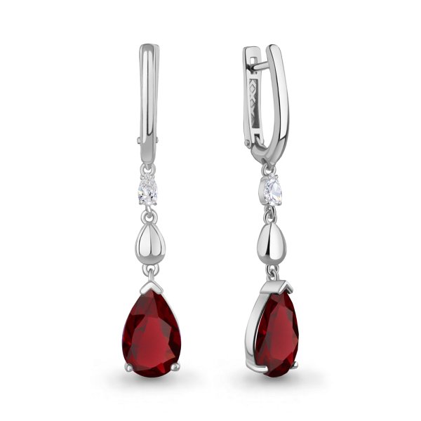 Серьги Аквамарин - Серебро 925, Синтетический гранат, Фианит (арт. 45015385.5)