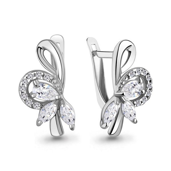 Серьги Аквамарин - Серебро 925, Фианит (арт. 400236А.5)