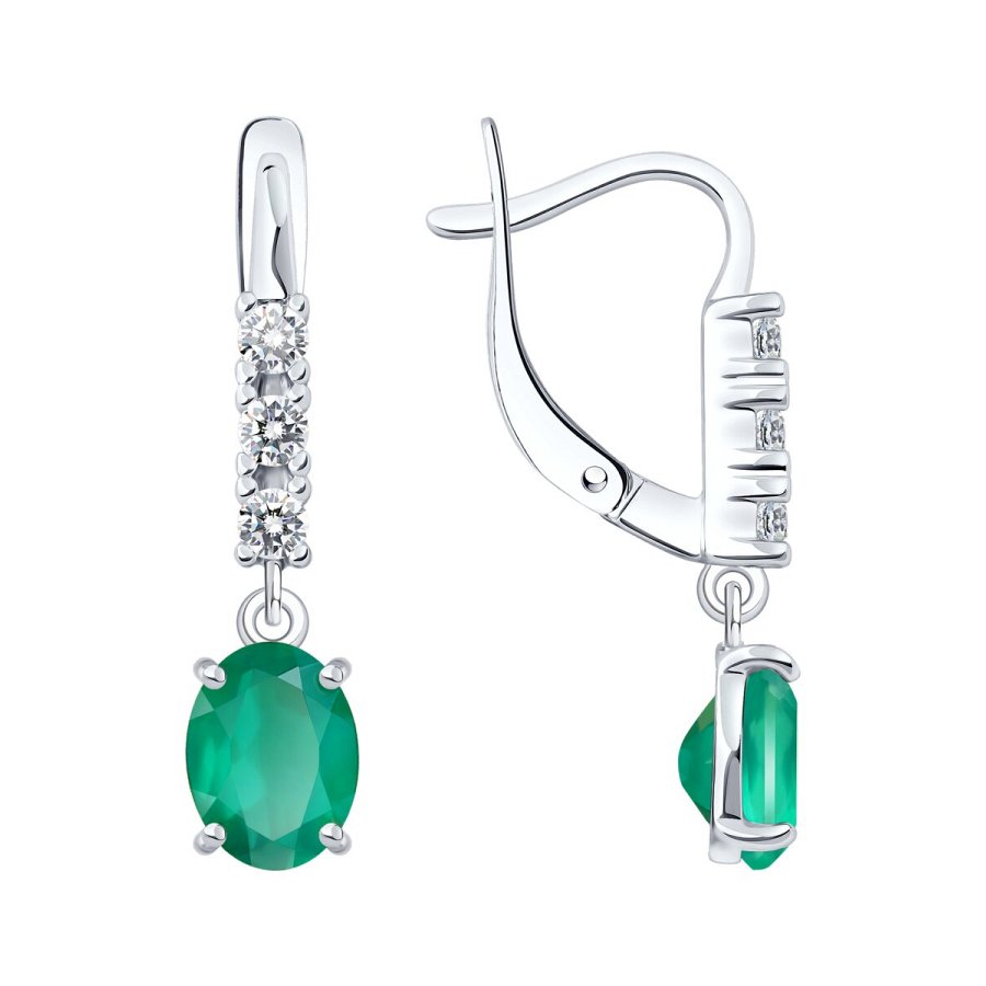 Серьги SOKOLOV - Серебро 925, Агат, Фианит (арт. 92023137)