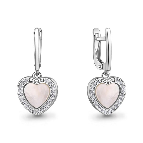 Серьги Аквамарин - Серебро 925, Перламутр, Фианит (арт. 400764А.5)