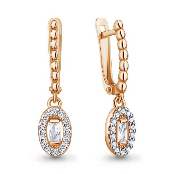 Серьги Аквамарин - Серебро 925, Фианит (арт. 400446А.6)