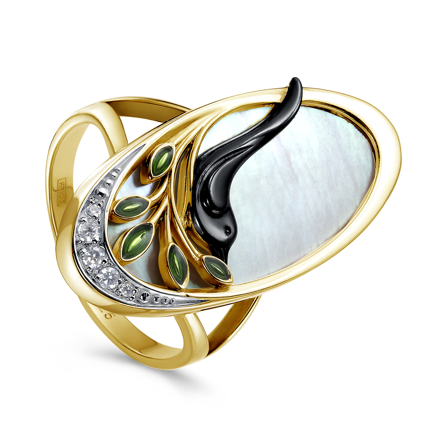 Кольцо Кабаровских - Серебро 925, Перламутр, Фианит (арт. 11-914-6213)