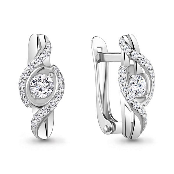 Серьги Аквамарин - Серебро 925, Фианит (арт. 48791А.5)