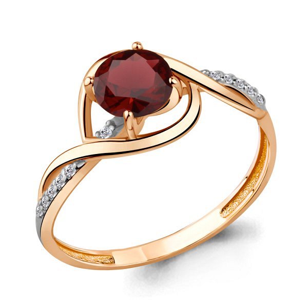 Кольцо Аквамарин - Золото 375, Гранат, Фианит (арт. 6520703А.8)