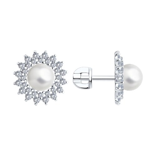 Серьги SOKOLOV - Серебро 925, Жемчуг имитация, Фианит (арт. 94026065)