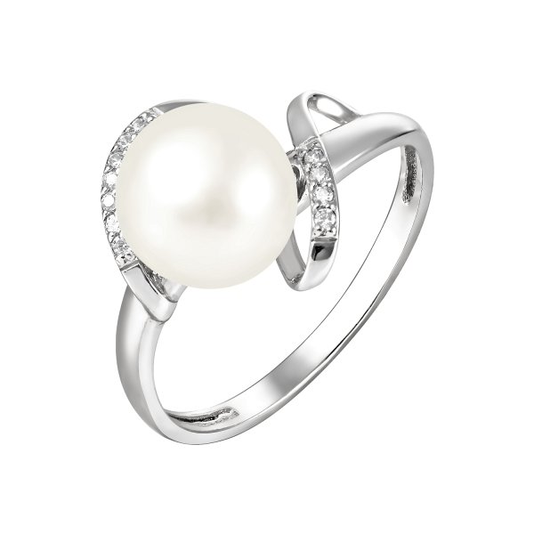 Кольцо Прима Эксклюзив - Серебро 925, Жемчуг культивированный, Фианит (арт. 190-5-492Р)