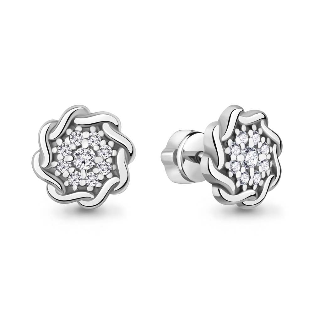 Серьги Аквамарин - Серебро 925, Фианит (арт. 400965А.5)