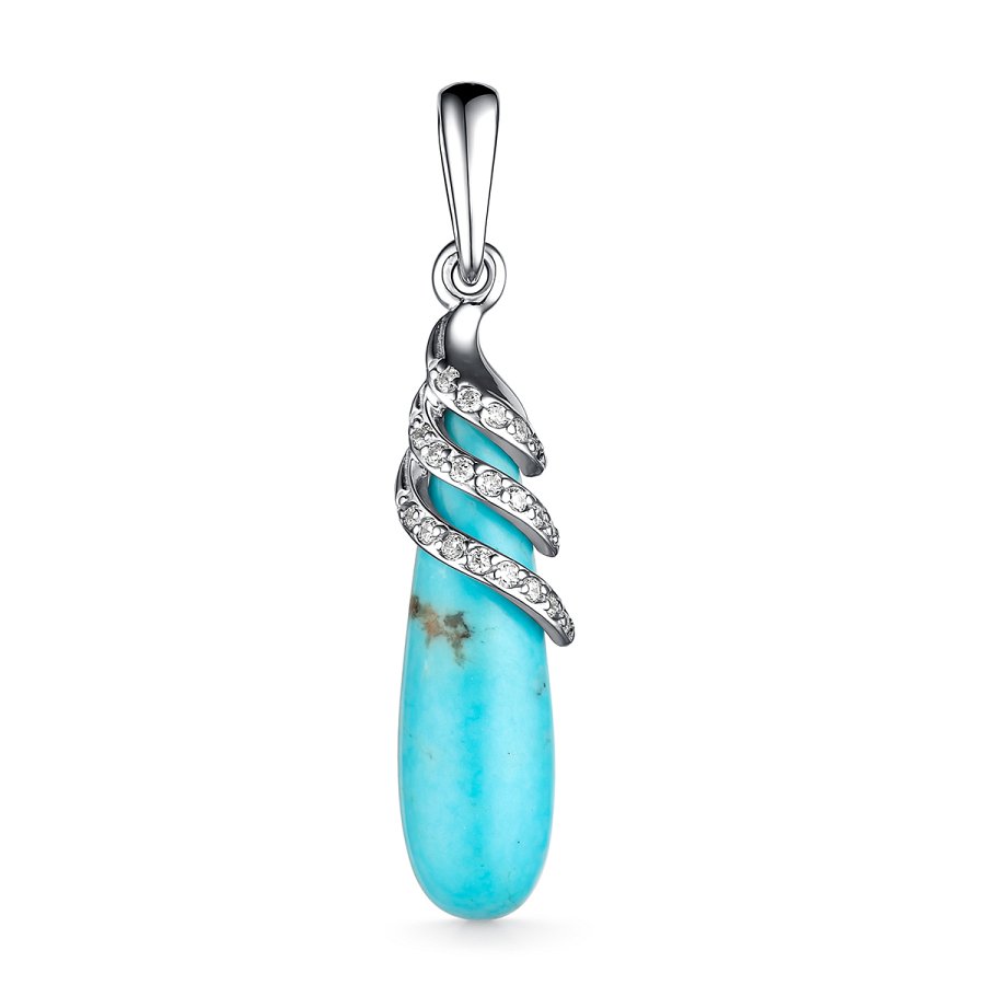 Подвеска Дар - Серебро 925, Бирюза, Фианит (арт. П-4085рг43800)