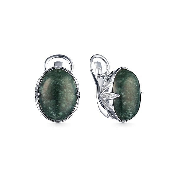 Серьги Дар - Серебро 925, Жадеит, Фианит (арт. С-3633рк411800)